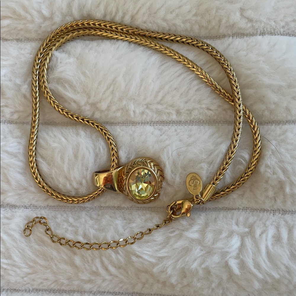 Stylish Gold Necklace with Peridot Gemstone 10” at drop with 3” extender - Picture 9 of 9